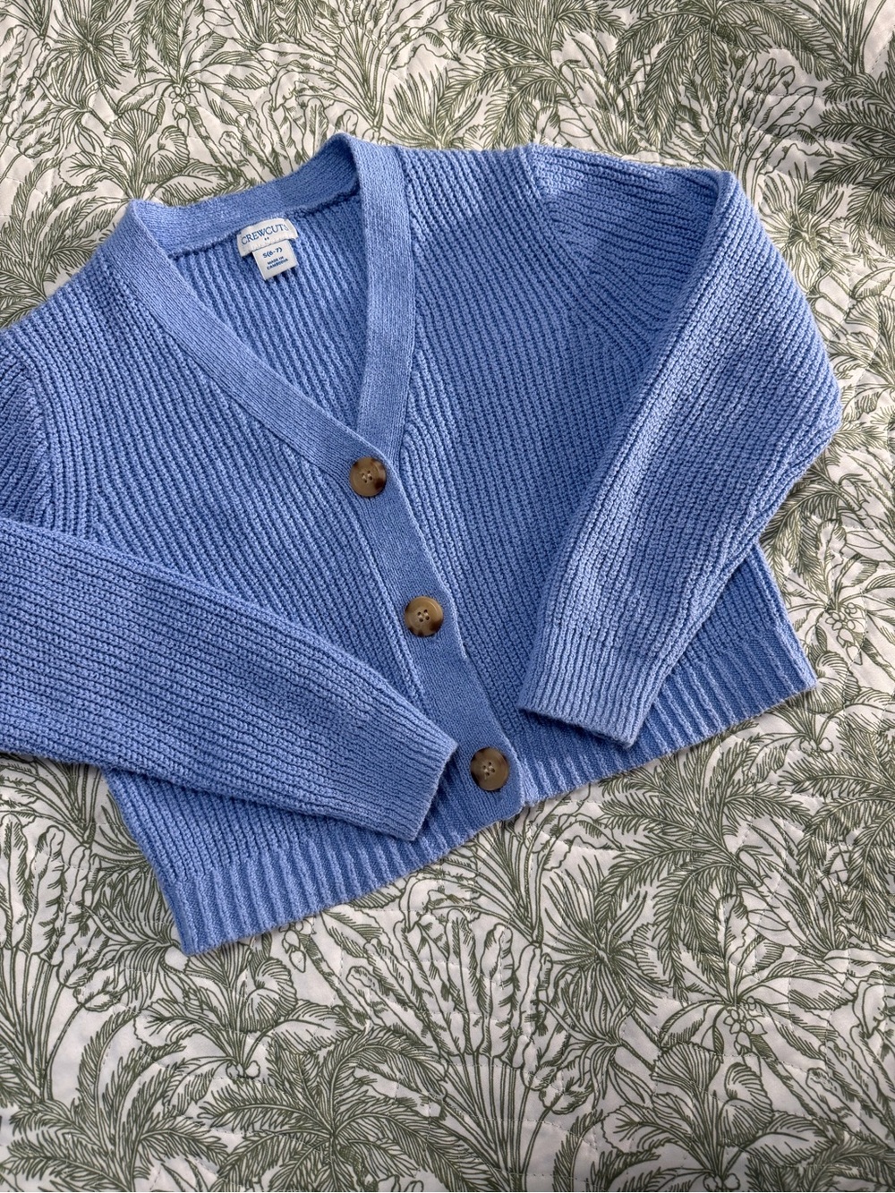 J. Crew Factory Blue Ribbed V-Neck Button Cardigan